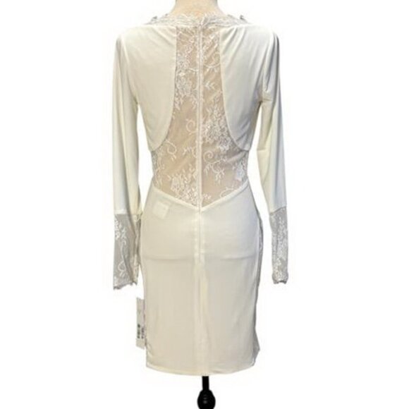 JVN by Jovani Ivory Lace Jersey Mini Dress - Picture 3 of 3